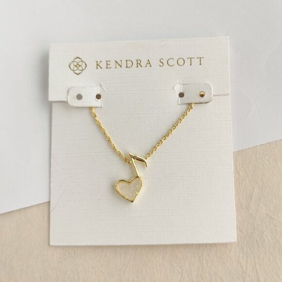 Kendra Scott Gold Ari Heart Music Note Drusy Necklace - Picture 1 of 4